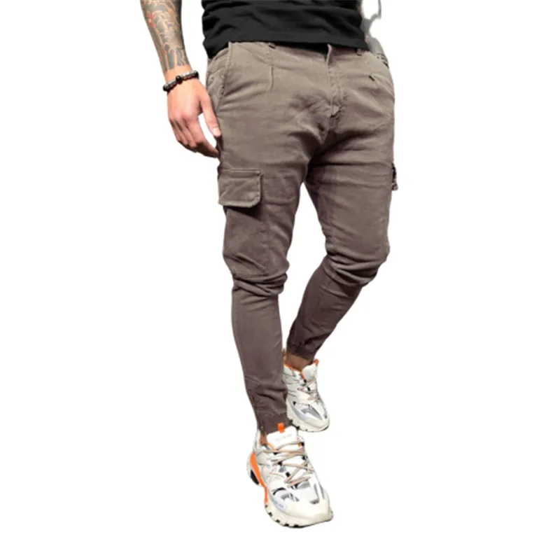 Мужские спортивные брюки в стиле сафари облегающие с карманами Длинные