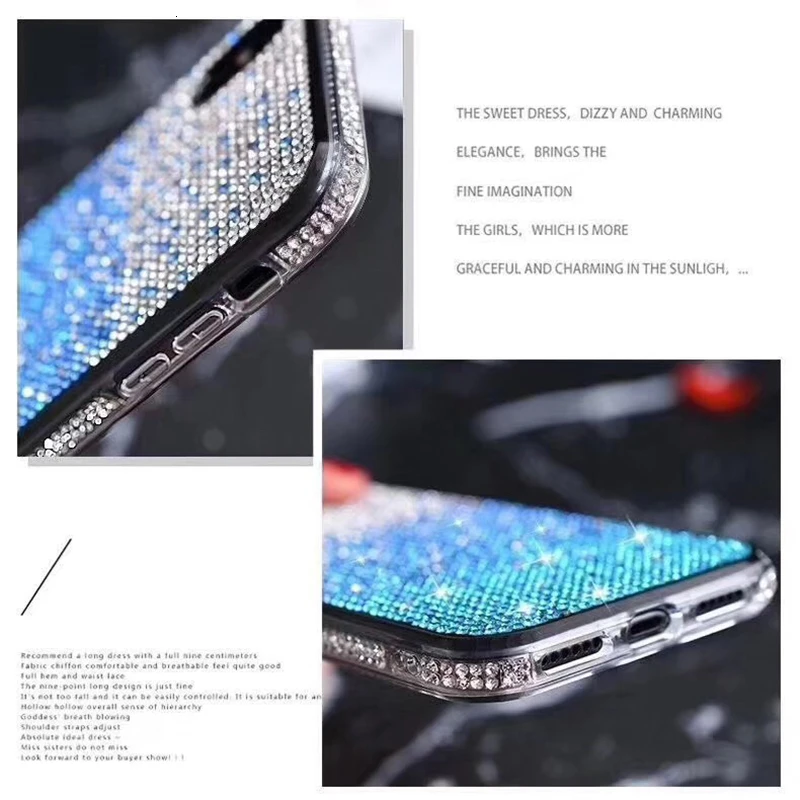 Роскошный градиентный чехол со стразами для телефона iPhone 11 Pro XR XS MAX X 7 8 6s Plus