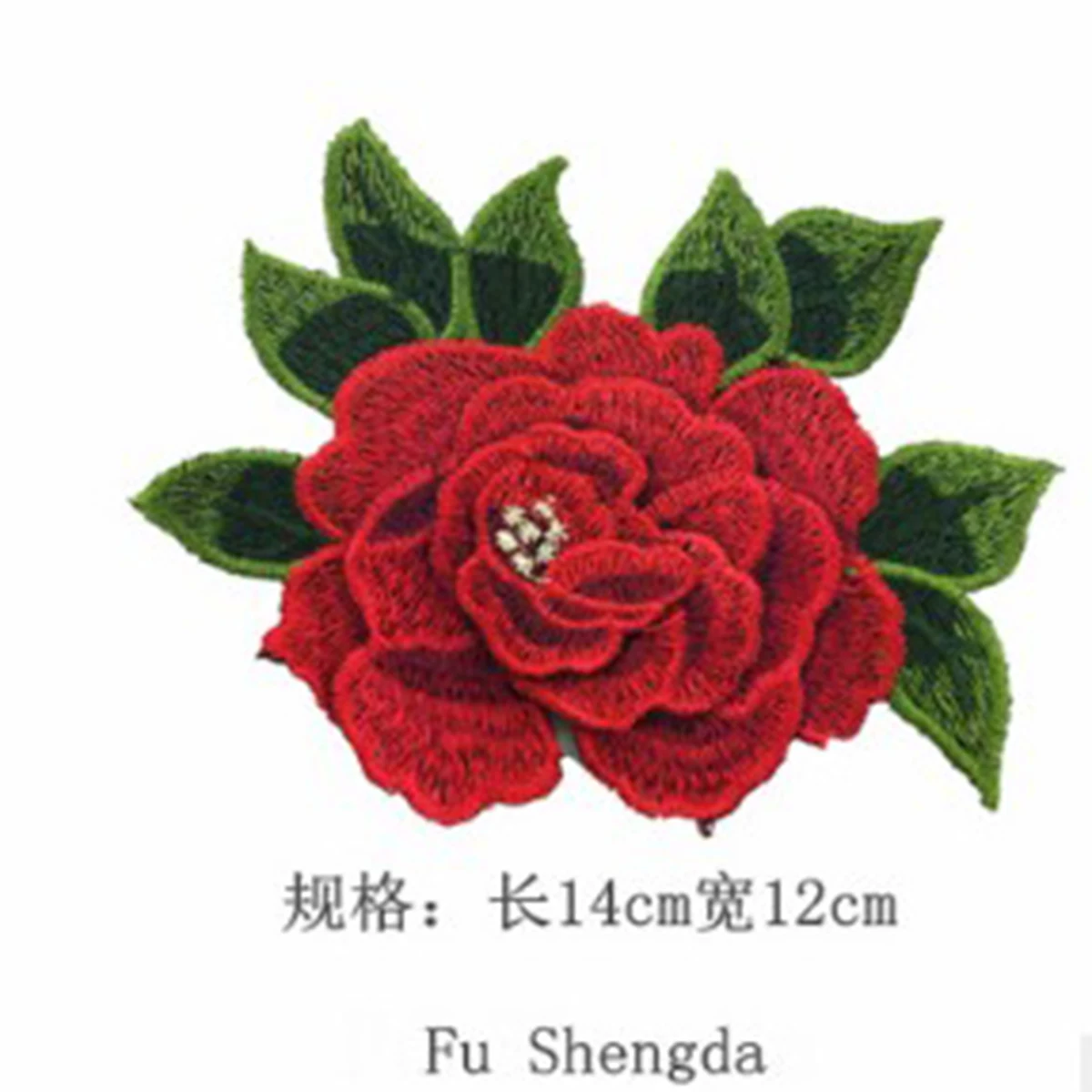 

3D Rose Flowers Embroidery Patch T Shirt Press Sticker Sew On Transfers Patches for Women Dress Coat Tops 14x12cm 1Piece
