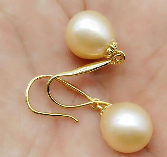

GENUINE 10-12MM AAA+ Faint pink SOUTH SEA PEARLS EARRING 14k/20 gold