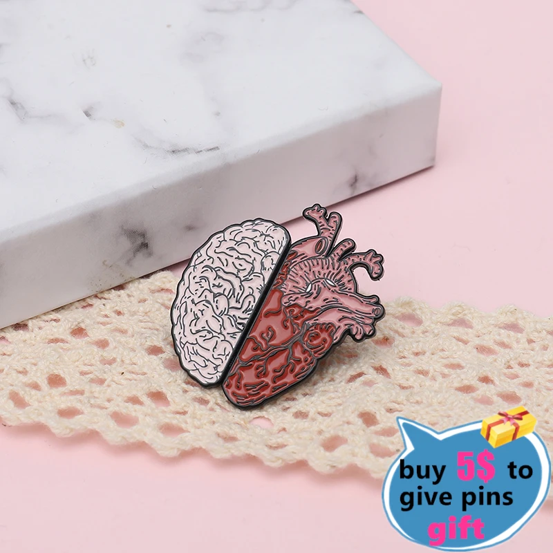 Прямая поставка булавки для мозга и сердца медицинская анатомия брошь сердце