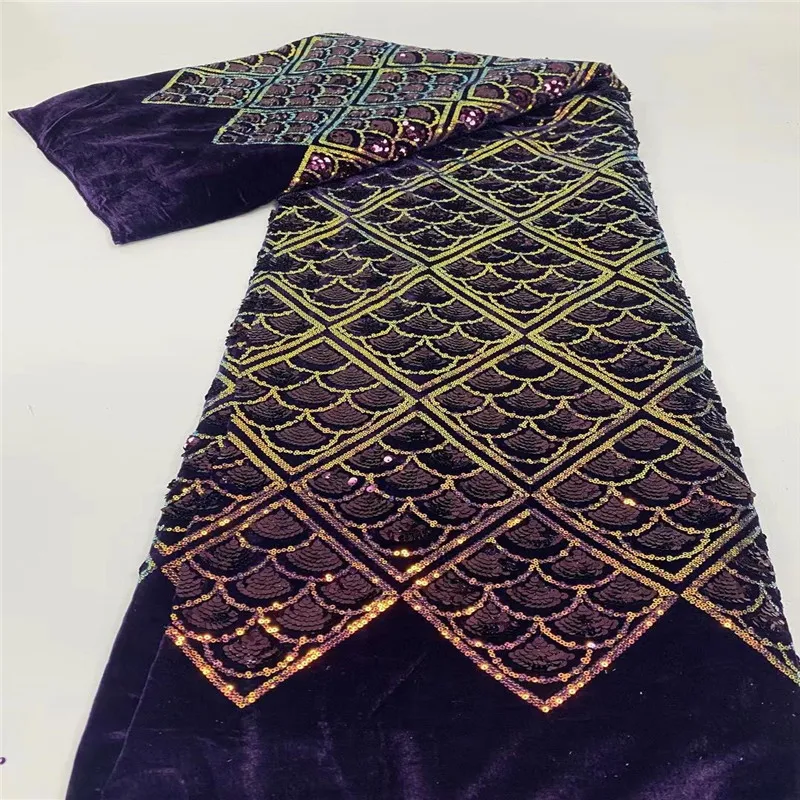

African velvet Lace Fabric Latest High Quality nigerian Sequins Velvet Lace Fabric For Bridal Nigerian tulle Lace Fabric green