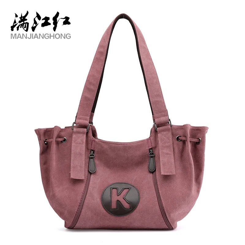 

Promotion 100% Cotton Canvas Women Solid Shoulder Bag Fashion Casual Canvas Hobos Handbags High Quality Large capacity Tote Bags
