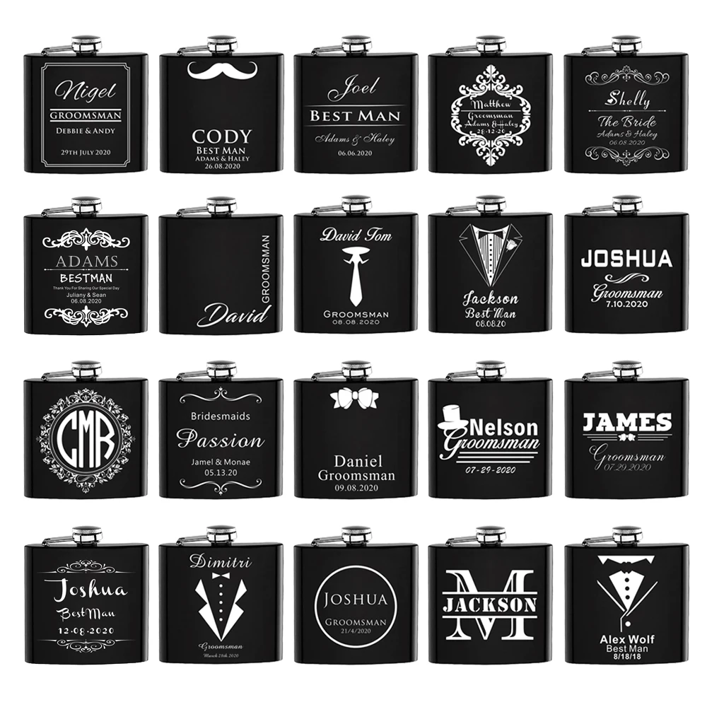 Персонализированная фляжка 6 унций из нержавеющей стали свадебные подарки Декор