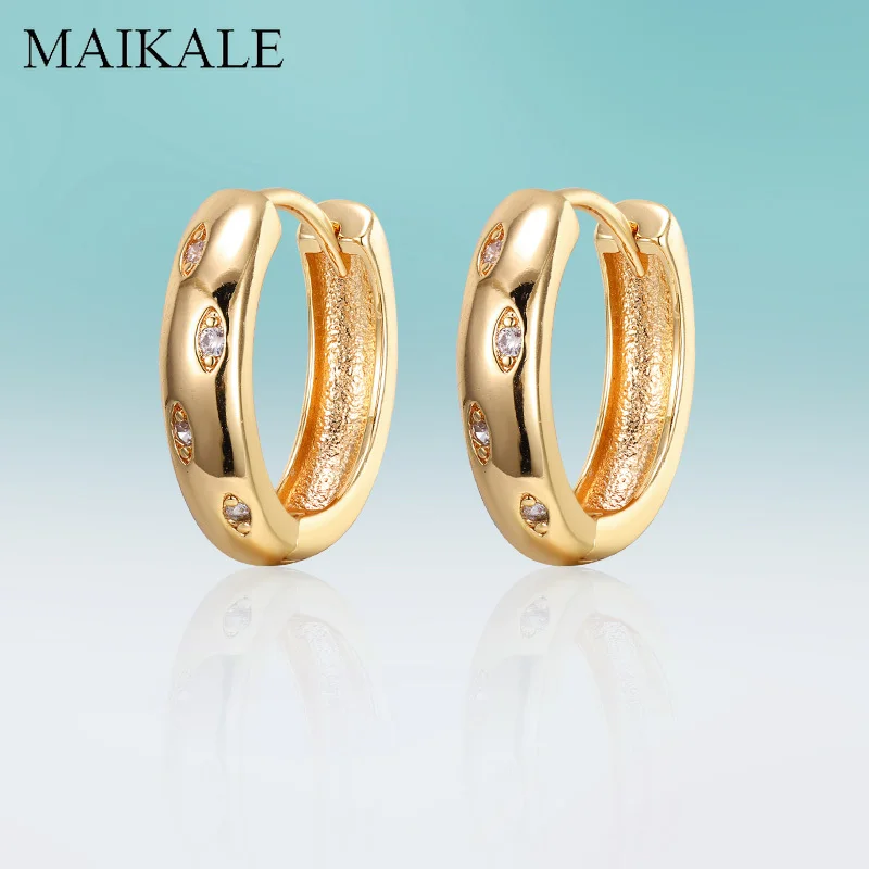 MAIKALE, Классические круглые серьги, инкрустация кубическим цирконием, золотой цвет серебра талисман, серьги-кольца для женщин, ювелирные изделия, подарки