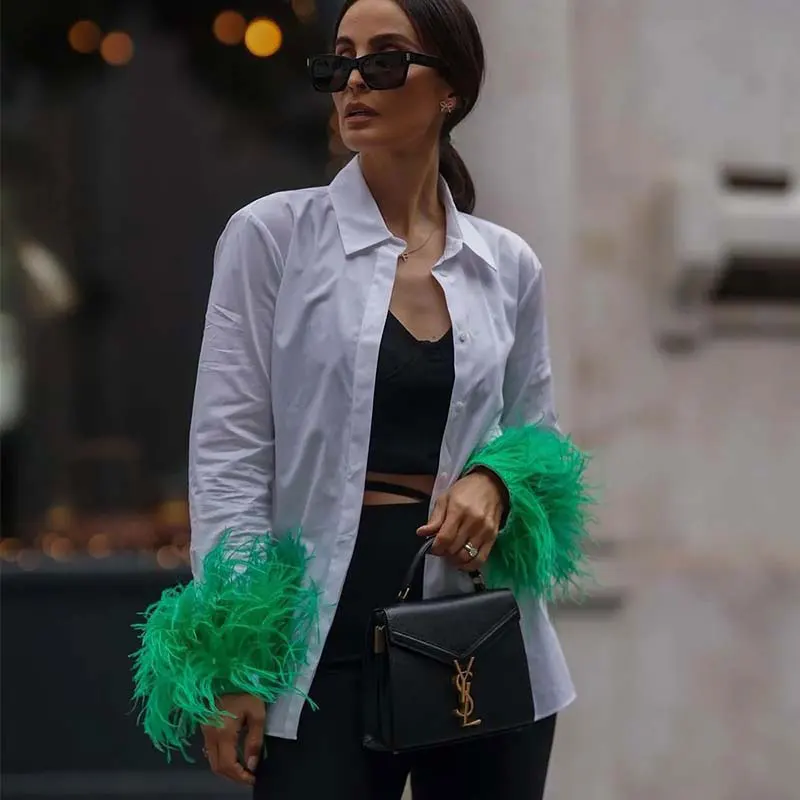 

Женская рубашка с длинным рукавом Za, Элегантная Повседневная Блузка 5 цветов с перьями, сплошная шикарная, винтажные свободные женские Руба...