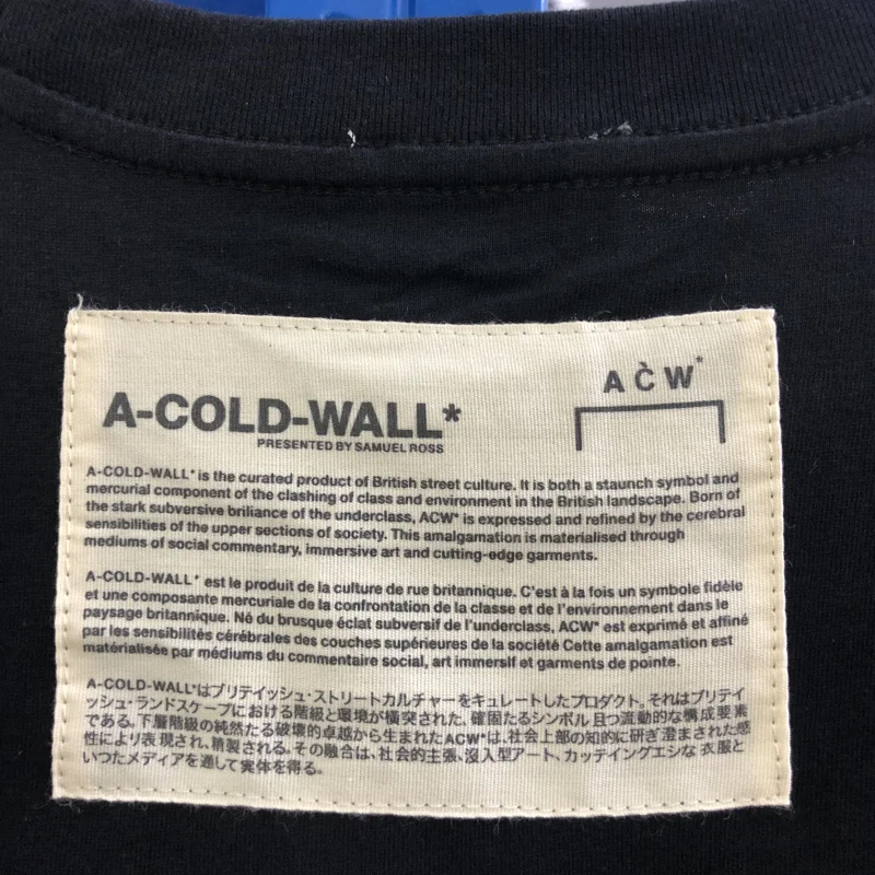 

Heavy Washed A-COLD-WALL T-Shirt Men Women Back Label Patch Vintage ACW Tops Tees Thick T-Shirt Mens