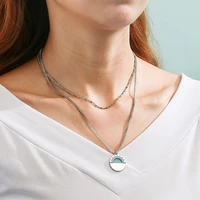 fashion multilayer sunny pendant necklace sea blue sun beads chain on the neck jewelry for women necklace anniversary gift