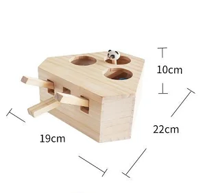 

Cat Hunt Toy Chase Mouse Solid Wooden Interactive Maze Pet Hit Hamster With 3/5-holed Mouse Hole Catch Bite Catnip Funny Toy