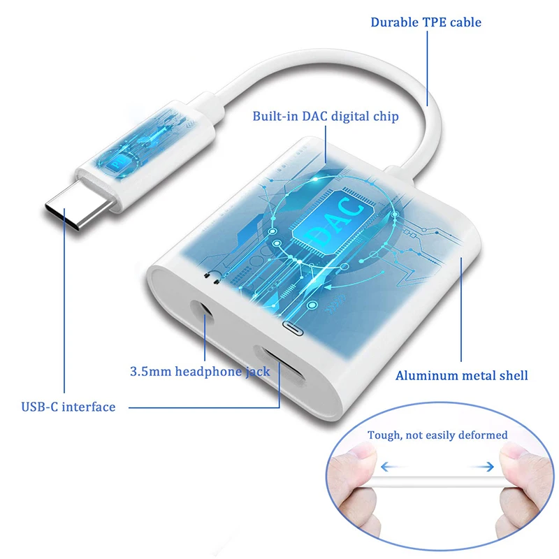 Разветвитель для наушников 2 в 1 с разъемом USB Type C и штекером 3 5 мм|Переходники