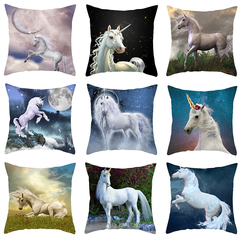 

Unicorn Cushion Cover Flying Horse Decorative Pillowcase Cartoon for Sofa Car Throw Pillows Covers Home Decor 45*45cm/pc IBOWS