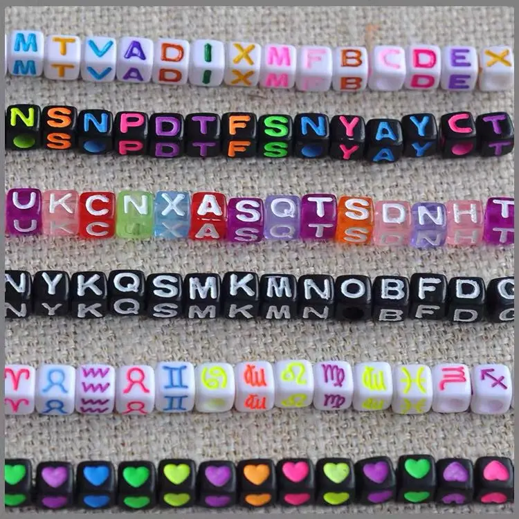 100 шт./лот 6 мм квадратные разноцветные буквы алфавита ручной работы акриловые