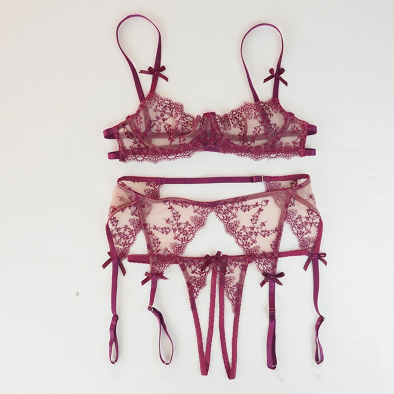 Прозрачный кружевной бюстгальтер суперсексуальный комплект нижнего белья из