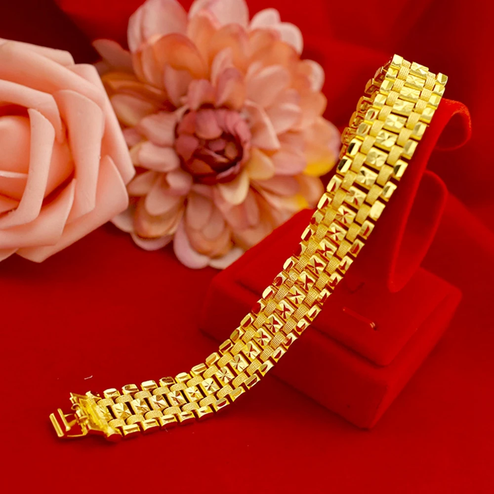 16 мм широкая цепочка на запястье однотонный желтый золотистый Классический