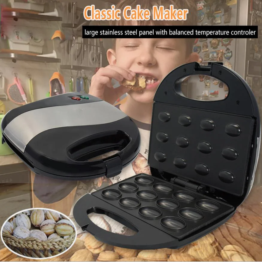 Beste Mini Moer Wafel Elektrische Walnoot Cake Maker Automatische Broodbakmachine Bakvormen Sandwich Ijzer Broodrooster Ontbijt Pan Oven