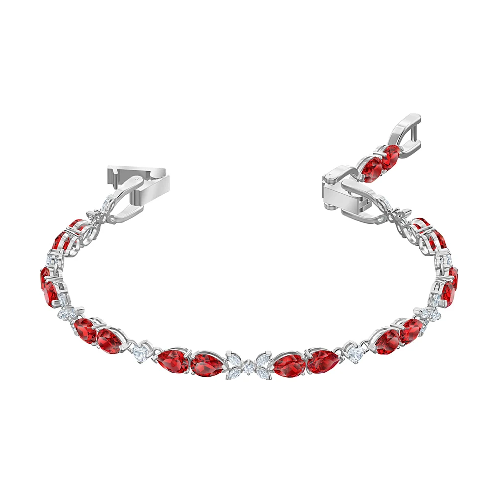 

Fashion Swa New Louison Passion White Gold Bracelet Red Water Drops Decoration Exquisite Crystal Women's Luxury Romantic Jewelry