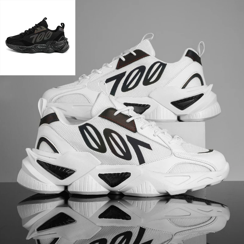 

Men Vulcanized Shoes Lace Up High Top New Fashion Breathable Outdoor Walking Summer Cushion Youth Non Slip Chunky Sneakers