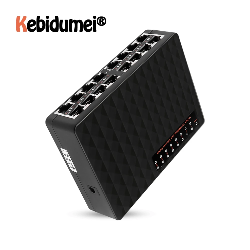 

16 Ports 10/100Mbps Network Switch Fast Ethernet LAN RJ45 Vlan Hub Desktop PC Switcher With EU/US Plug