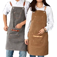 2021 new thick canvas unisex apron bib chef kitchen aprons for women men coffee shop barber bbq bib working uniform