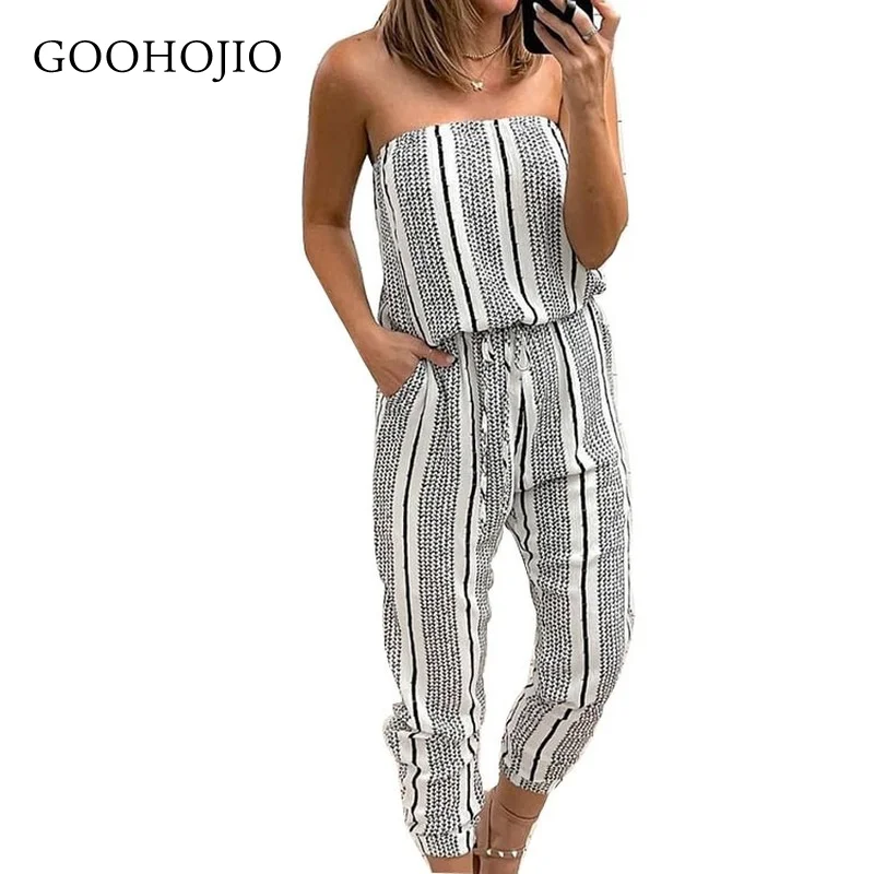 

GOOHOJIO 2021 Spring Autumn New Casual Rompers Women temperament fashion Backless Jumpsuit for ladies High waist Jumpsuit women