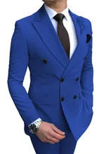 Costume Beige pour hommes 2 pièces, Blazer + pantalon, coupe cintrée, revers à Double boutonnage, décontracté, pour mariage, nouvelle collection 2021  (3)