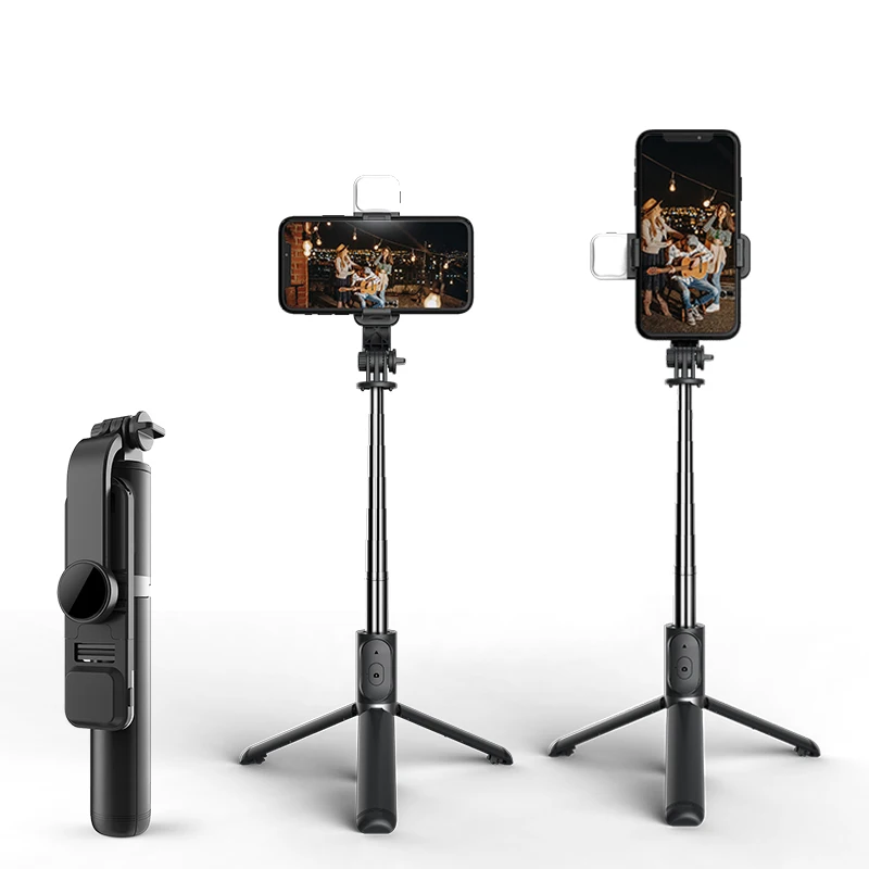 

Wireless Bluetooth Selfie Stick With Tripod Foldable Tripod With Fill Light Shutter Remote Control For IOS Android Smartphone