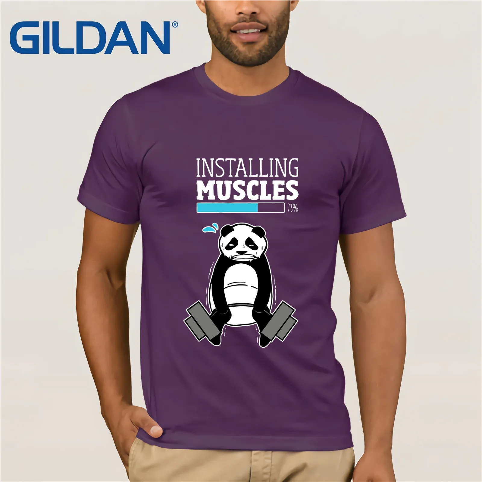 Установка мышцы пожалуйста подождите Футболка с принтом пандой 2019 футболка