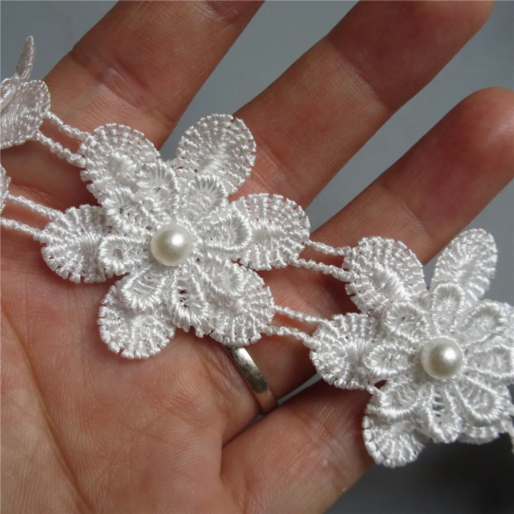 10X растворимая белая жемчужина ромашки цветы вышитые кружевные отделочные ленты