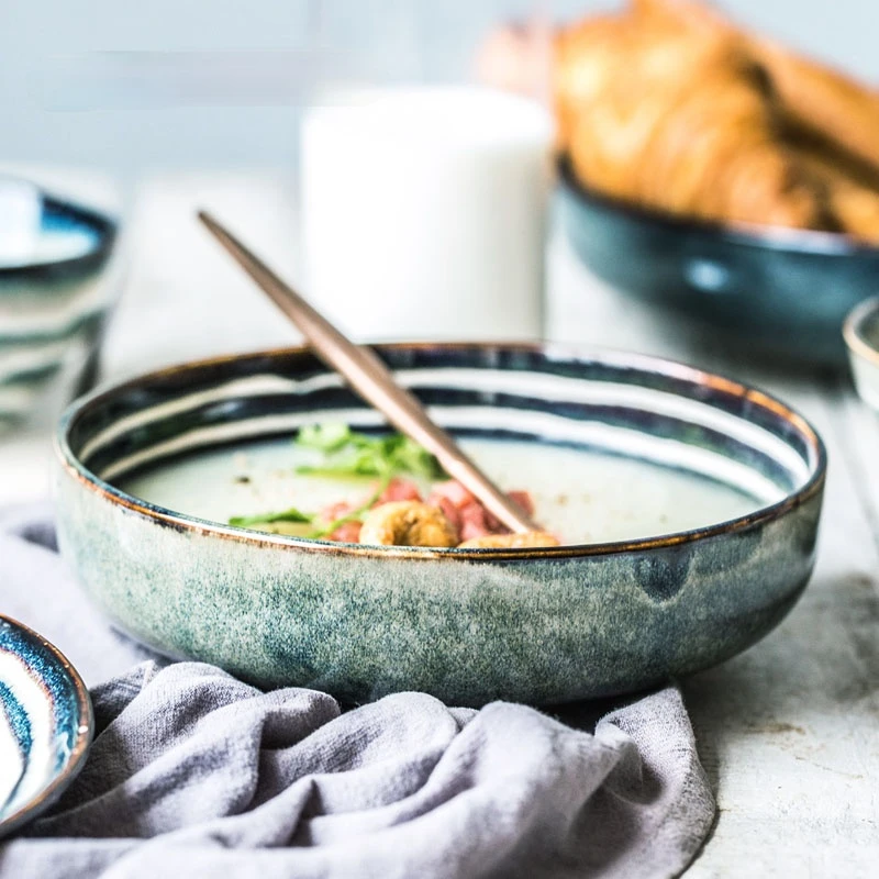 

ANTOWALL Ceramic tableware hot pot sauce dish bowl Japanese style seasoning vinegar personality three foot stripes
