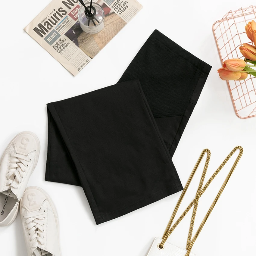 

Pregnant women's nine-point pants spring and summer stretch elastic wide leg pants pregnant women Korean fashion maternity cloth