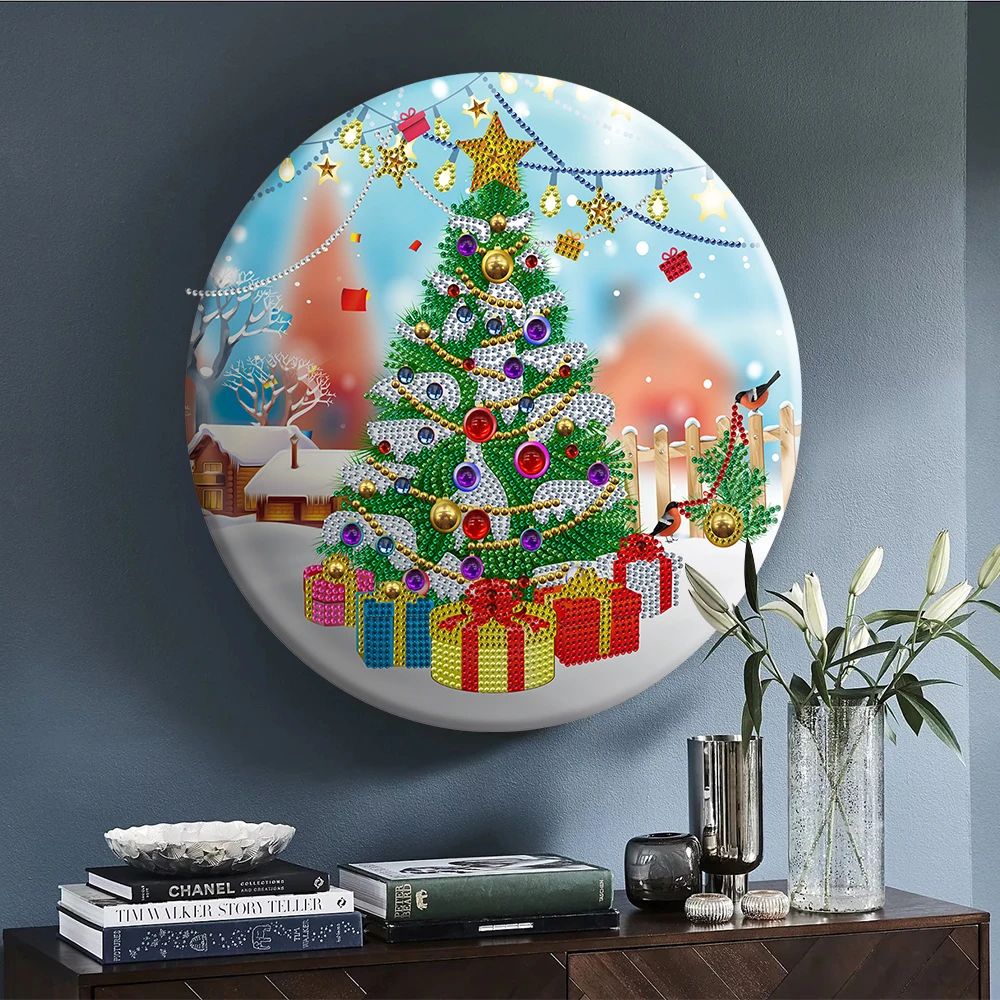 

Christmas 5D Diamond Painting Set Diamond Mosaic Embroidery Cross Stitch Round Tin Painting With Diamonds DIY Craft Home Decor