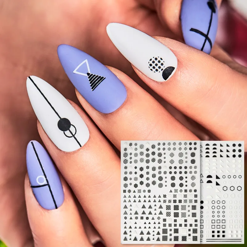 

1PC Geometric Nail Water Decals Line Triangle Circle Nail Design Water Stickers For Nails DIY Nails Art Nail Polish Sticker