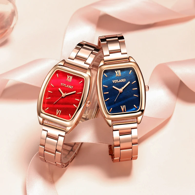 

Luxury Brand Bracelet Watch Rose Gold Stainless Steel Womens Watches Ladies Square Dress Watch Clock Relogio Feminino