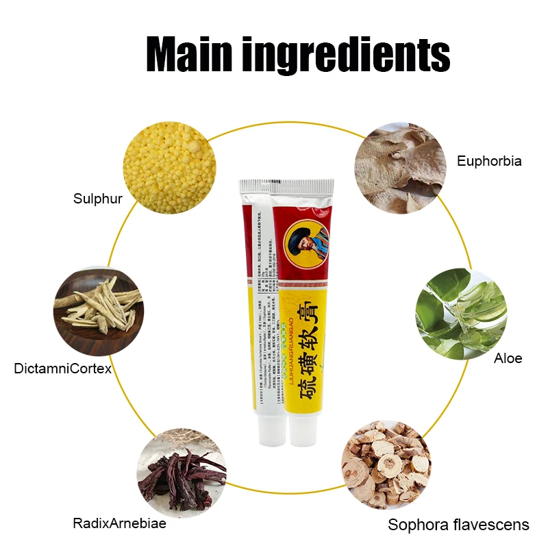 

20g Natural Sulfur Extract Medical Ointment Eczema Bumps Antibacterial Antipruritic Remove Psoriasis Mites Rash Skin Care