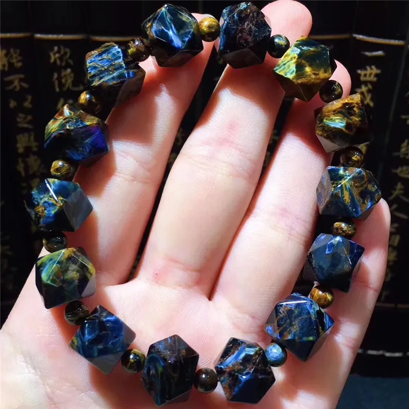 Новое поступление 2019 граненый синий браслет ручной работы из натурального