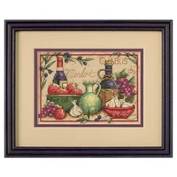 top quality beautiful lovely counted cross stitch kit merlot chablis garlic olive oil grape wine dimensions 65061