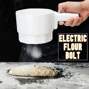 plastic cup shape electric flour sieve mechanical hand held sifter shaker cakes sugar mesh sieve baking tools kitchen gadgets free global shipping