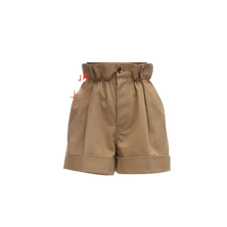 

DEAT 2021 new spring and summer high waist kahki color wide legs shorts buttons pocket hots WL07104L
