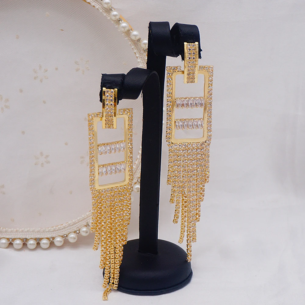 

New Fine Crystal Earrings Ladies Exaggerated Long Earrings Tassels Rhinestone Earrings Fashion For Women Earrings Jewelry