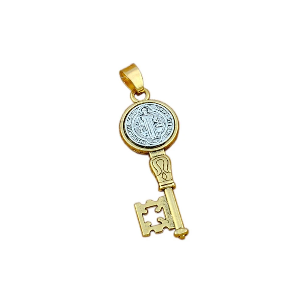 50Pcs Alloy Saint Benedict Medal Cross Key Dangle Charm Beads DIY Jewelry Christmas Gift A-577a