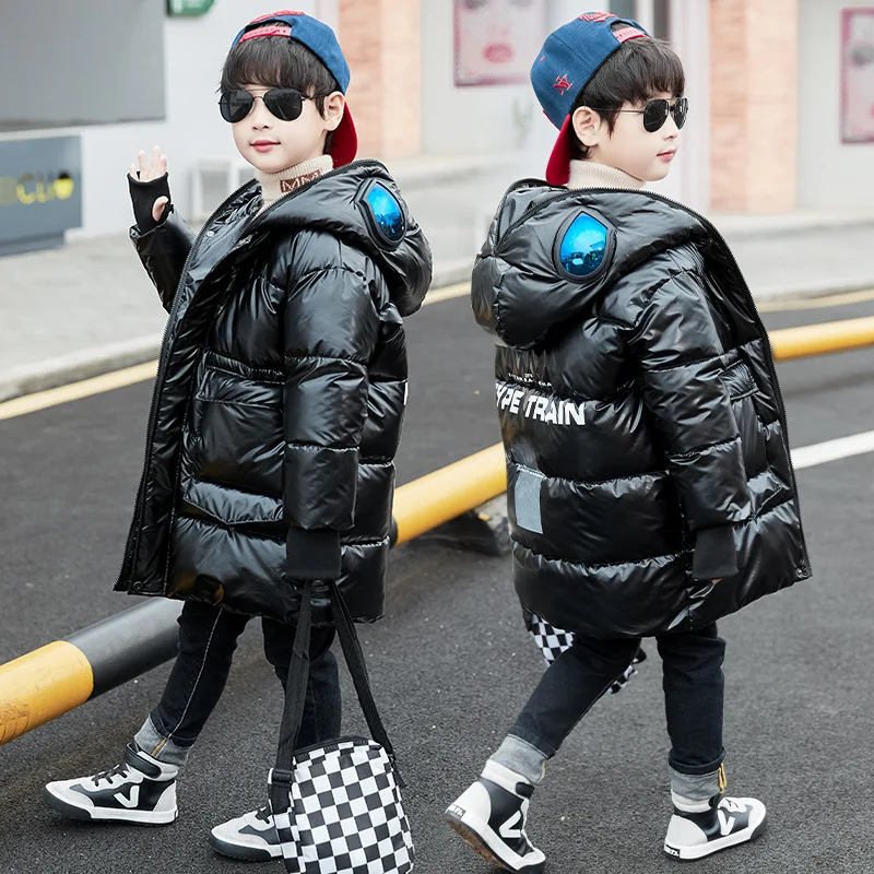 Christmas Costumes For boys Teen Children Clothing Long Silver Jacket Baby boy Clothes Coat Snowsuit Outerwear Parka Snow Wear images - 6