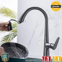 gun gray pull out kitchen faucet hot and cold water washbasin sink faucet rotatable retractable black and white 60cm pull
