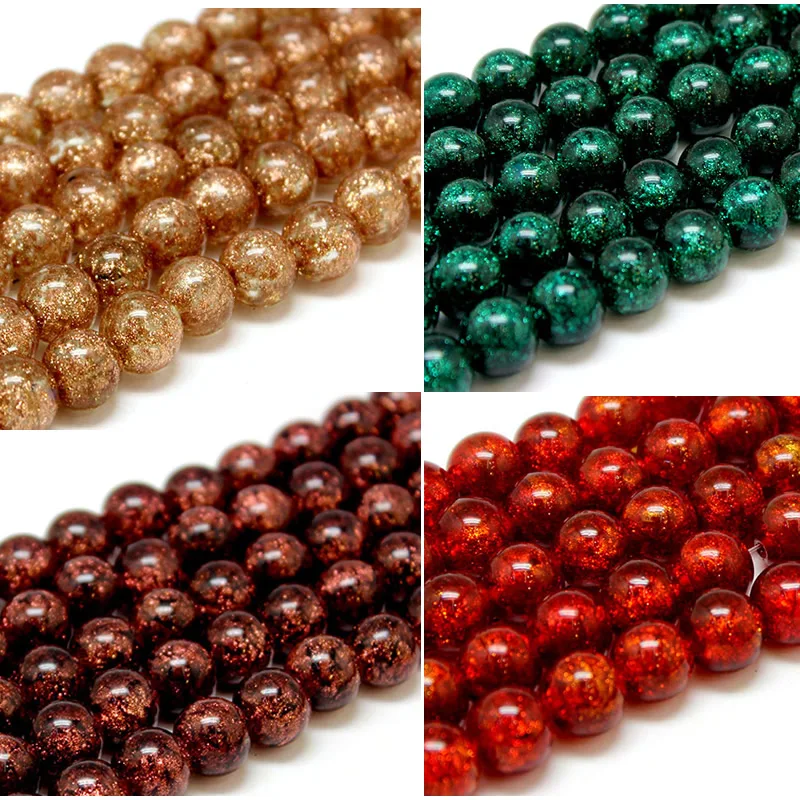 

10pcs/lot 10/12mm Lampwork Glass Beads Luminous Beads with Shinning Sand Multi-color for Earring Necklace Making