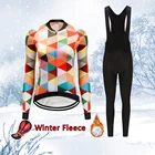 Модная зимняя теплая одежда для велоспорта 2022, Женский комплект из джерси и нагрудника для велосипеда, спортивная теплая флисовая одежда для велосипеда, женское платье, костюм для горного велосипеда