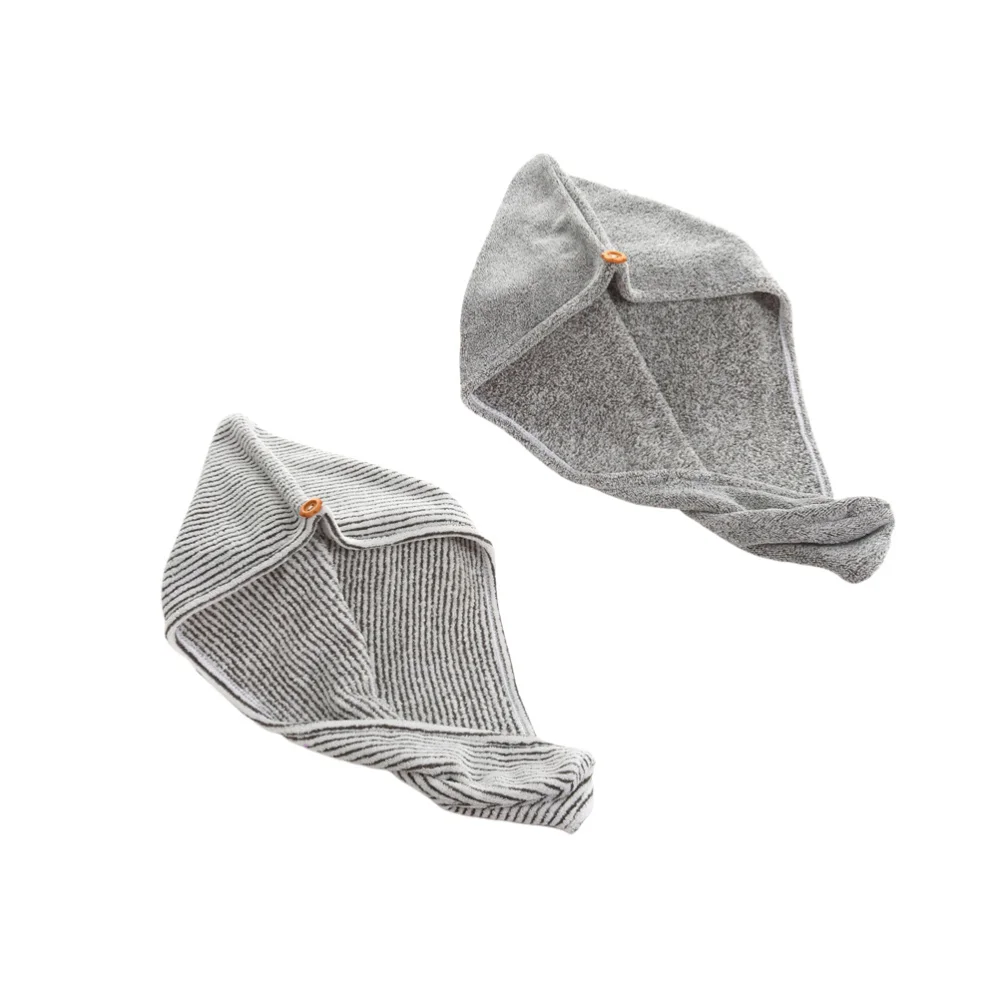 

2Pcs Quick Drying Towel Hair Cap Bamboo Charcoal Fiber Dry Hair Cap Absorbent Cap Hair Accessories for Girls Ladies