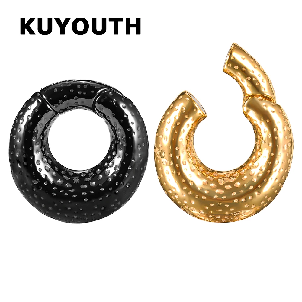 

KUYOUTH Trendy Stainless Steel Thump Pattern Magnet Ear Weight Body Piercing Jewelry Earring Gauges Stretchers Expanders 2PCS