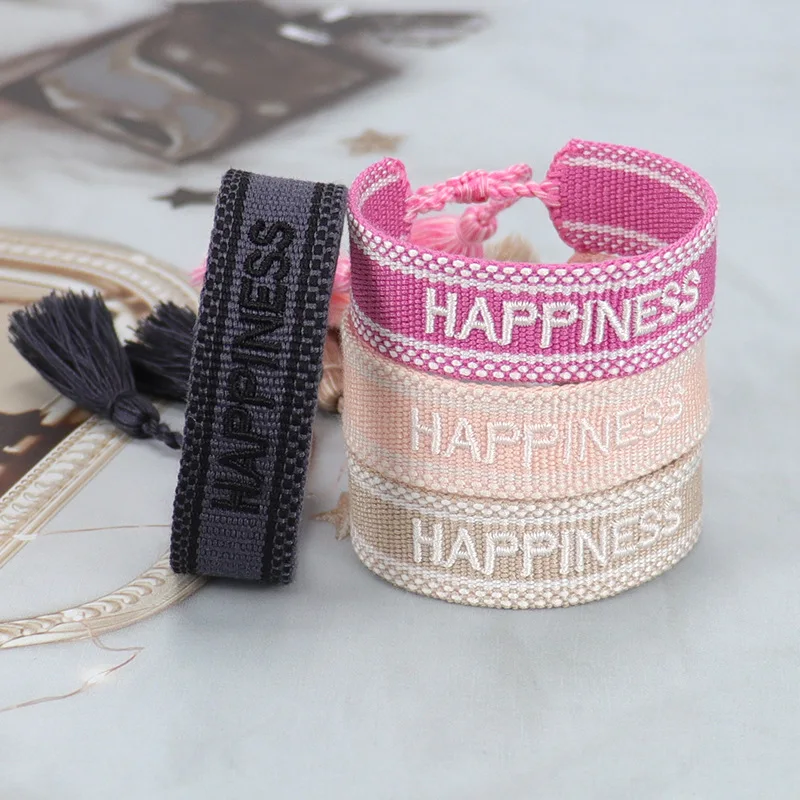 

2021 New Woven Friendship Bracelet For Women Handmade Braided Bracelets With Tassel Print Embroidery Bracelet Wholesale Jewelry