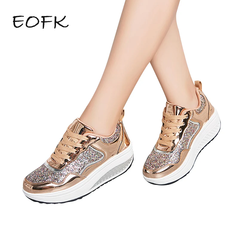 Женские кроссовки на плоской платформе EOFK из мягкого полиуретана модные