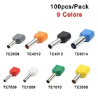 100 шт.упак. TE7508 TE1008 TE1510 TE2508 два предварительно изолированных конца трубы холодного прессования клеммыкабельный разъемконнектор провода