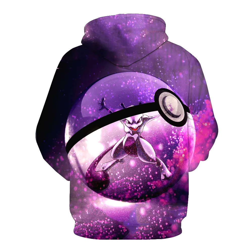 TAKARA TOMY Pokemon Print Mewtwo пуловер с капюшоном и карманами свитер мужской модный